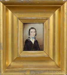 Attributed to Mrs. Moses B. Russell (Clarissa Peters),(Massachusetts, 1809-1854) Portrait Miniature of Rhoda Dame Hall.